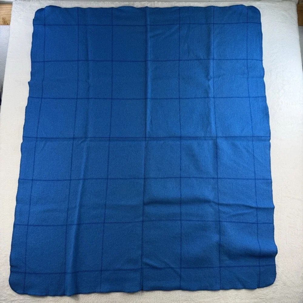 Vintage Faribo Wool Blend Blanket Throw Blue 38